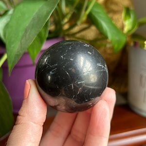 2.1” black tourmaline sphere